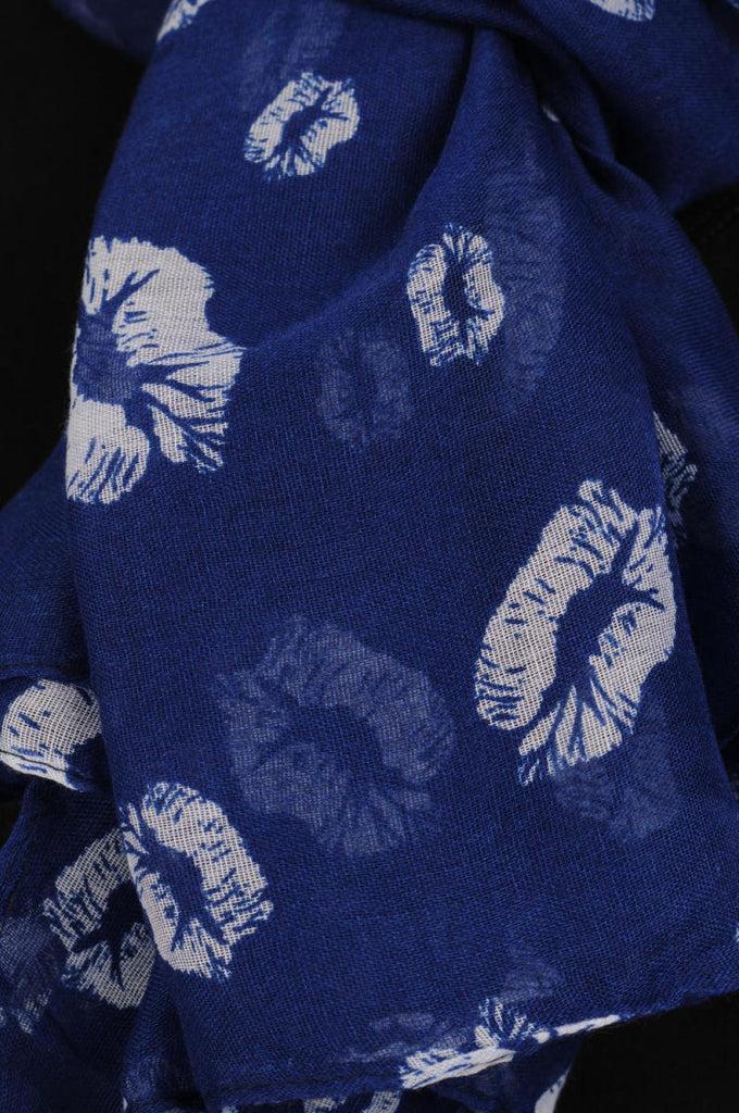 Liss Kiss Navy Blue With Sky Blue Lips Unisex Scarf & Beach Sarong - Scarf