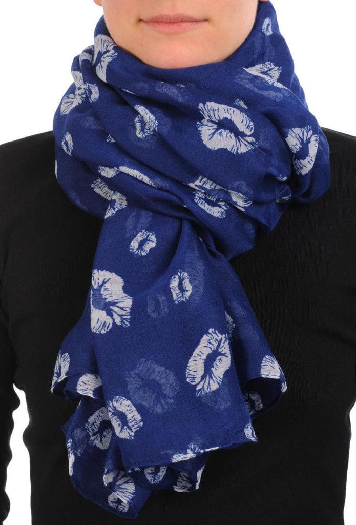 liss kiss Navy Blue With Sky Blue Lips Unisex Scarf & Beach Sarong - Scarf