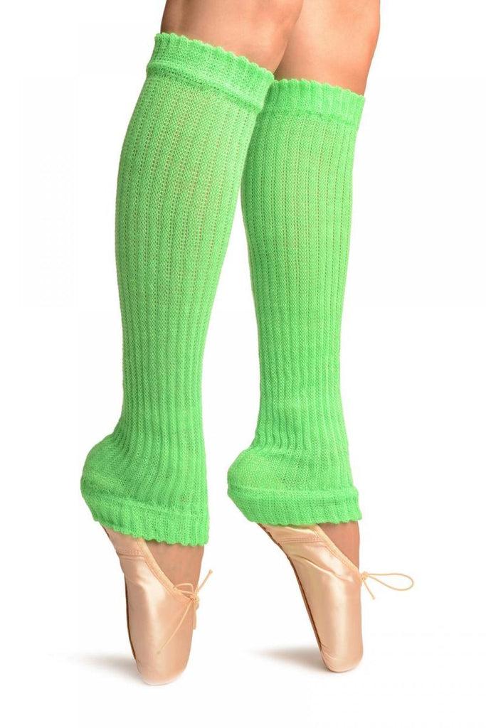 Liss Kiss Neon Green Double Rib Stitch Dance/Ballet Leg Warmers - Leg Warmers