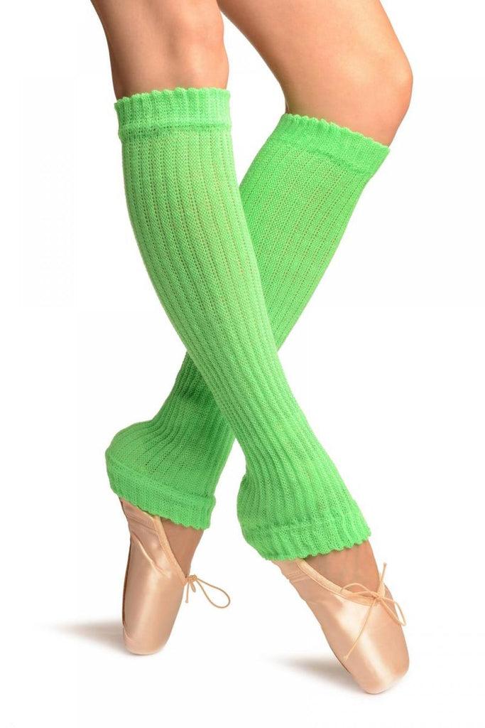 Liss Kiss Neon Green Double Rib Stitch Dance/Ballet Leg Warmers - Leg Warmers