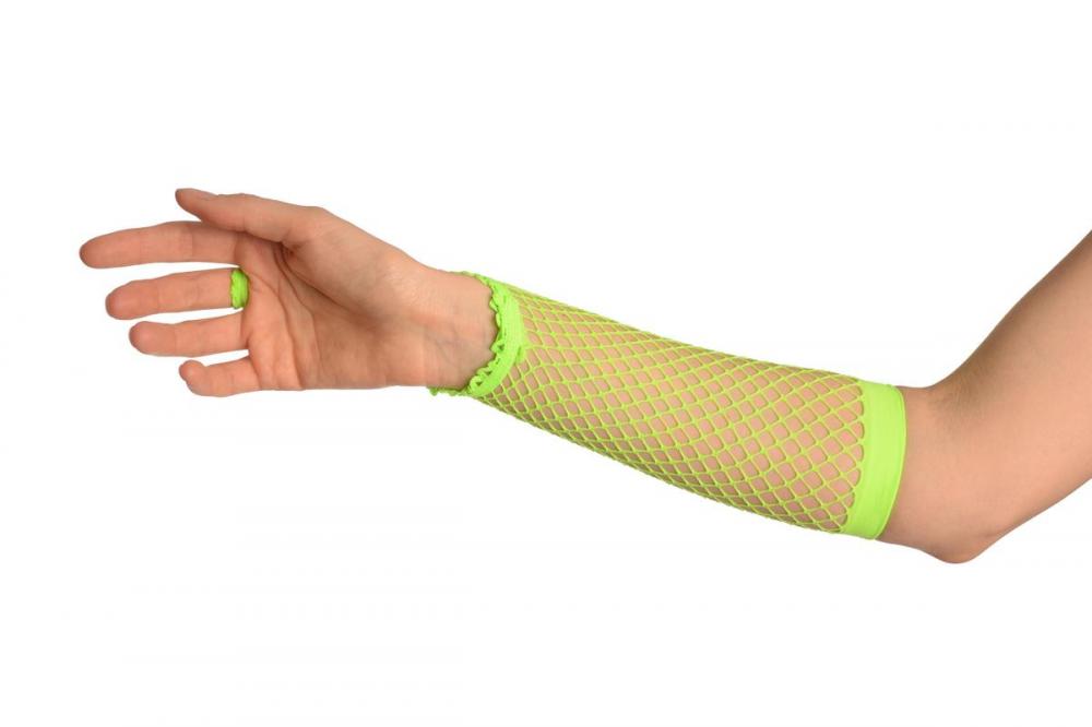 Liss Kiss Neon Green Finger Loop Fishnet Party Gloves - Gloves