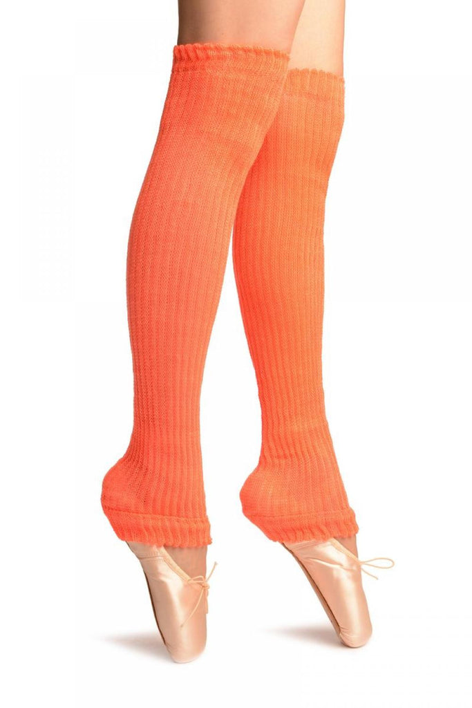 Liss Kiss Neon Orange Double Rib Stitch Dance/Ballet Leg Warmers - Leg Warmers