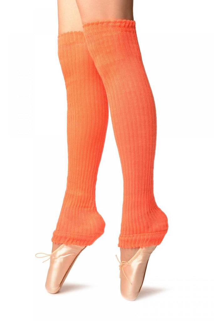 Liss Kiss Neon Orange Double Rib Stitch Dance/Ballet Leg Warmers - Leg Warmers