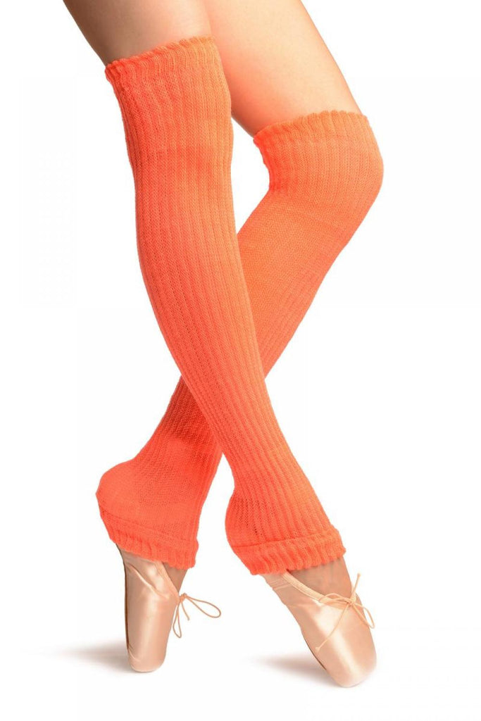 Liss Kiss Neon Orange Double Rib Stitch Dance/Ballet Leg Warmers - Leg Warmers