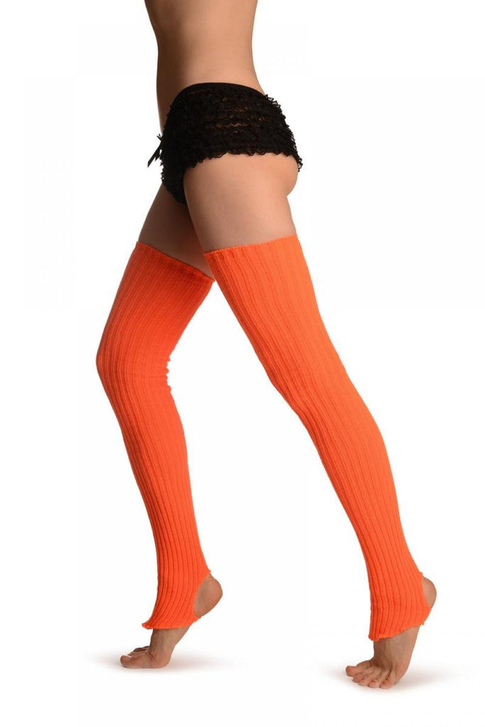 liss kiss Neon Orange Stirrup Dance/Ballet Leg Warmers - Leg Warmers