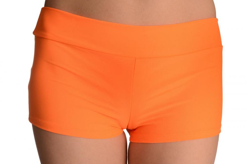 liss kiss Neon Orange Women's Stretchy Yoga Shorts - Shorts