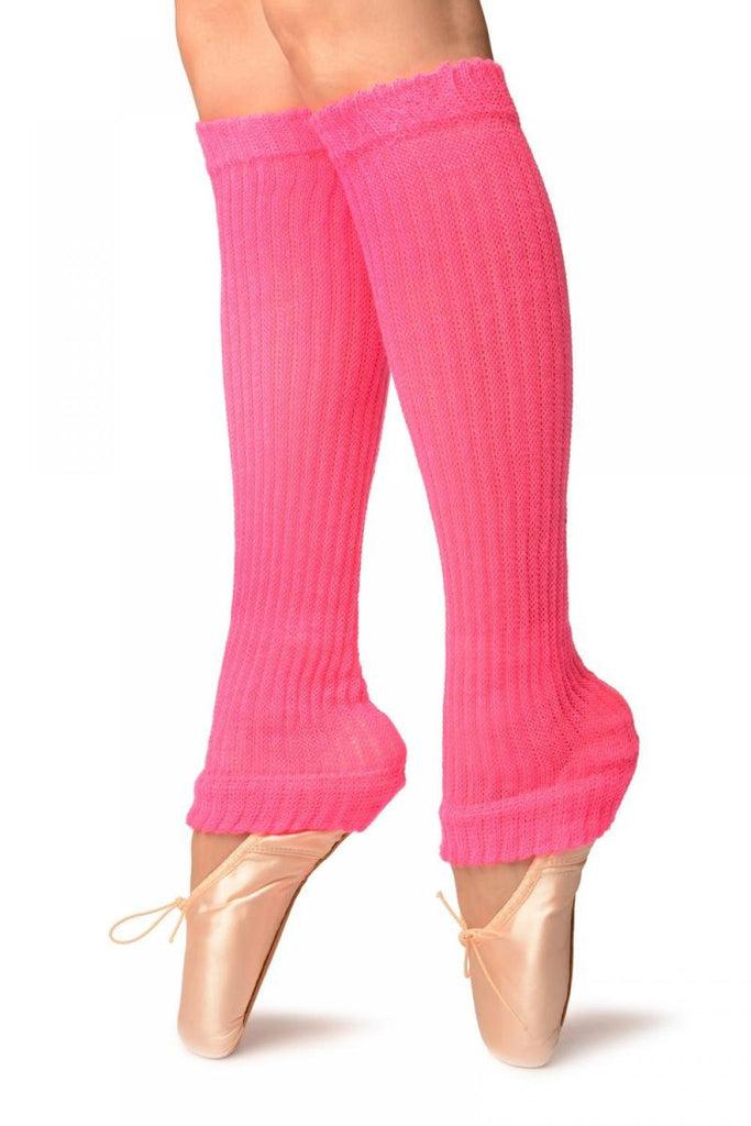 Liss Kiss Neon Pink Double Rib Stitch Dance/Ballet Leg Warmers - Leg Warmers