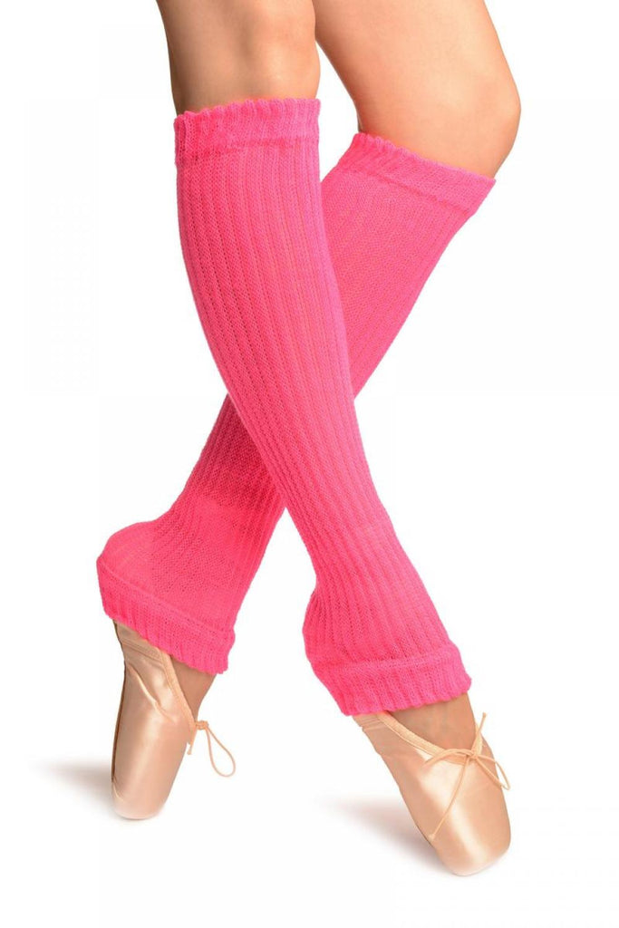 liss kiss Neon Pink Double Rib Stitch Dance/Ballet Leg Warmers - Leg Warmers