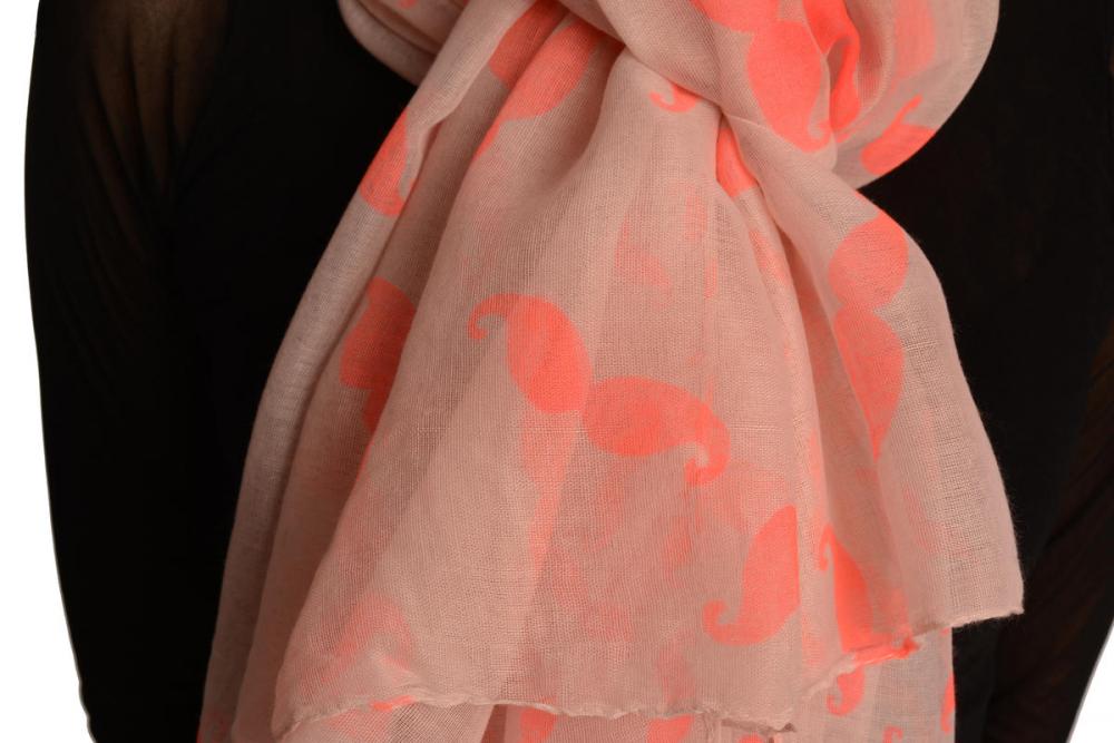 Liss Kiss Neon Pink Moustaches On Pink Unisex Scarf & Beach Sarong - Scarf