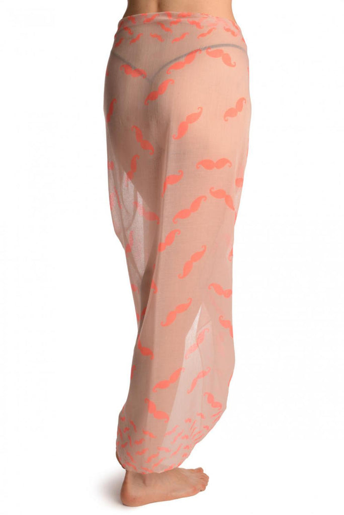 Liss Kiss Neon Pink Moustaches On Pink Unisex Scarf & Beach Sarong - Scarf