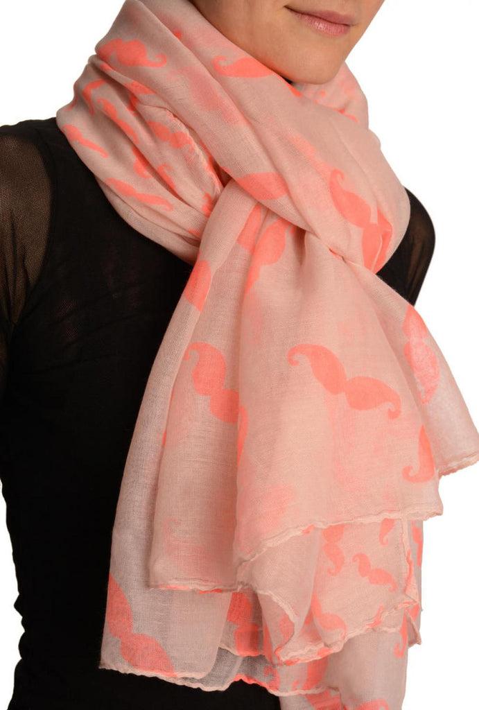 Liss Kiss Neon Pink Moustaches On Pink Unisex Scarf & Beach Sarong - Scarf