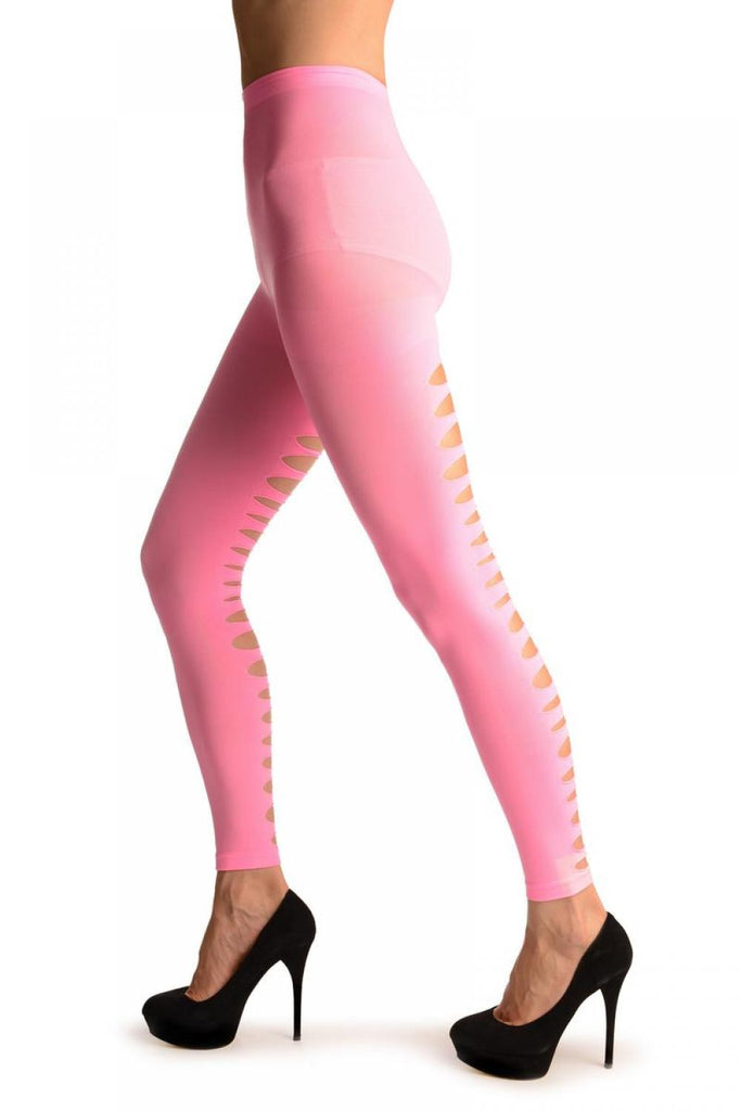 Liss Kiss Neon Pink With Large Key Holes Back Seam Footless - Tights Footless