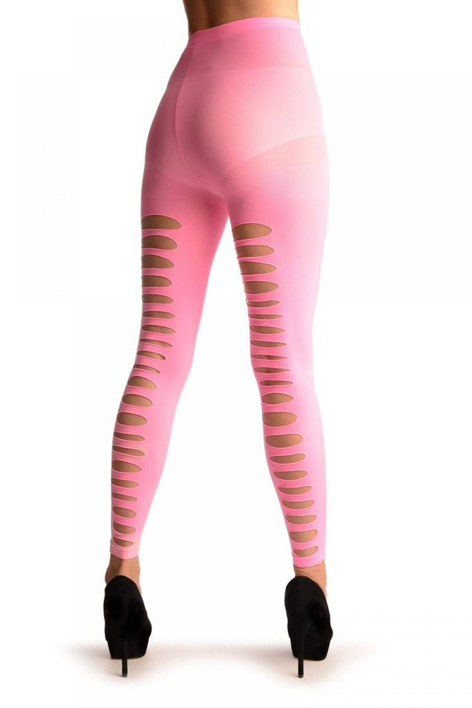 liss kiss Neon Pink With Large Key Holes Back Seam Footless - Tights Footless