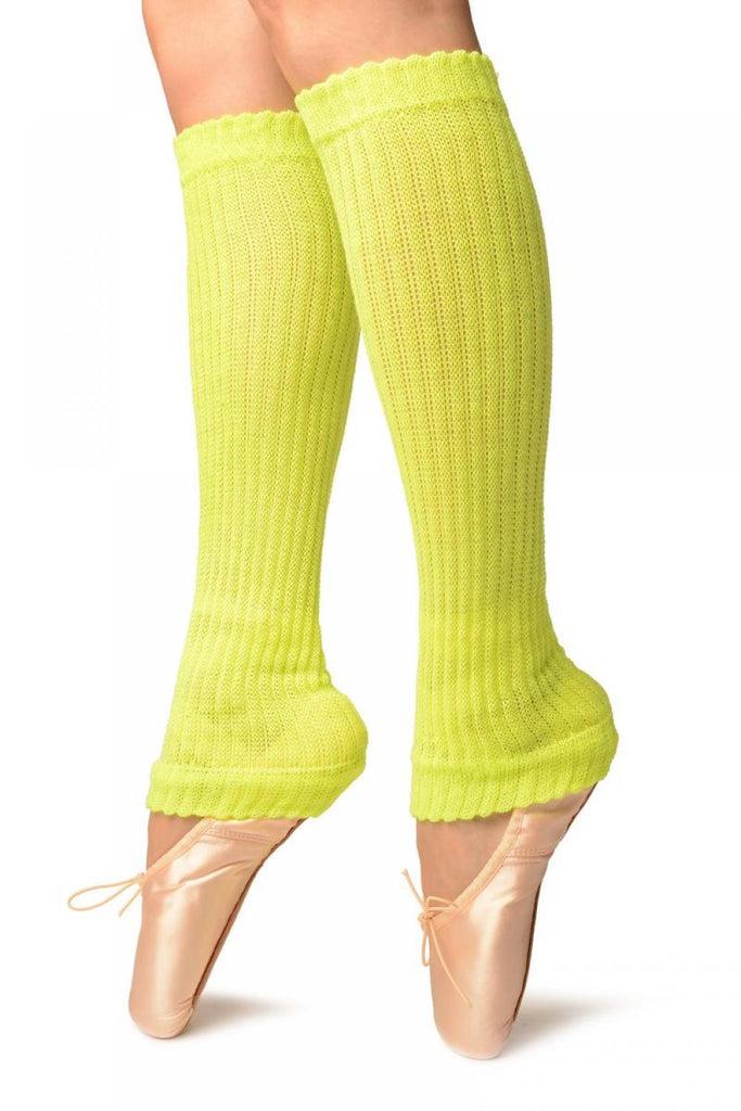 Liss Kiss Neon Yellow Double Rib Stitch Dance/Ballet Leg Warmers - Leg Warmers