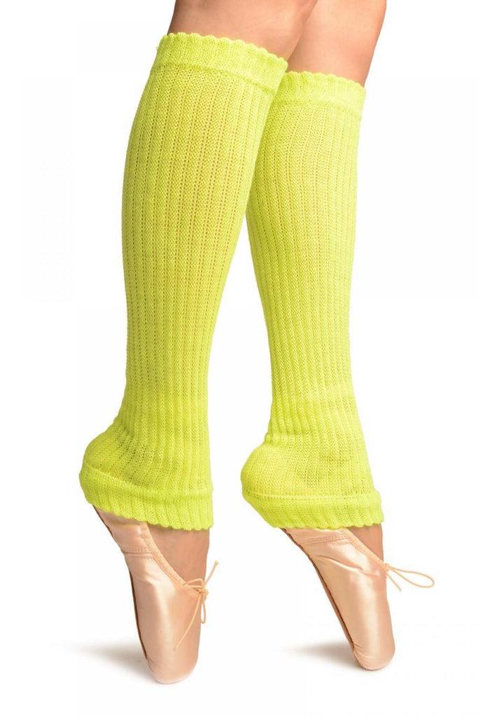 Liss Kiss Neon Yellow Double Rib Stitch Dance/Ballet Leg Warmers - Leg Warmers