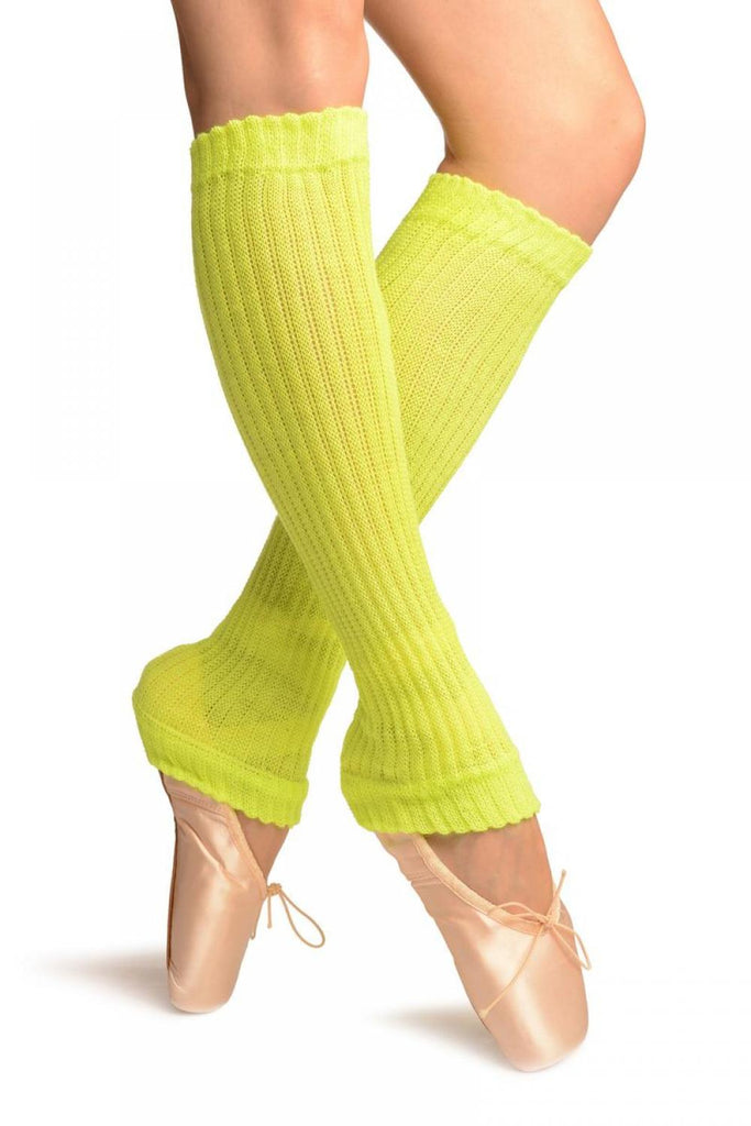 liss kiss Neon Yellow Double Rib Stitch Dance/Ballet Leg Warmers - Leg Warmers