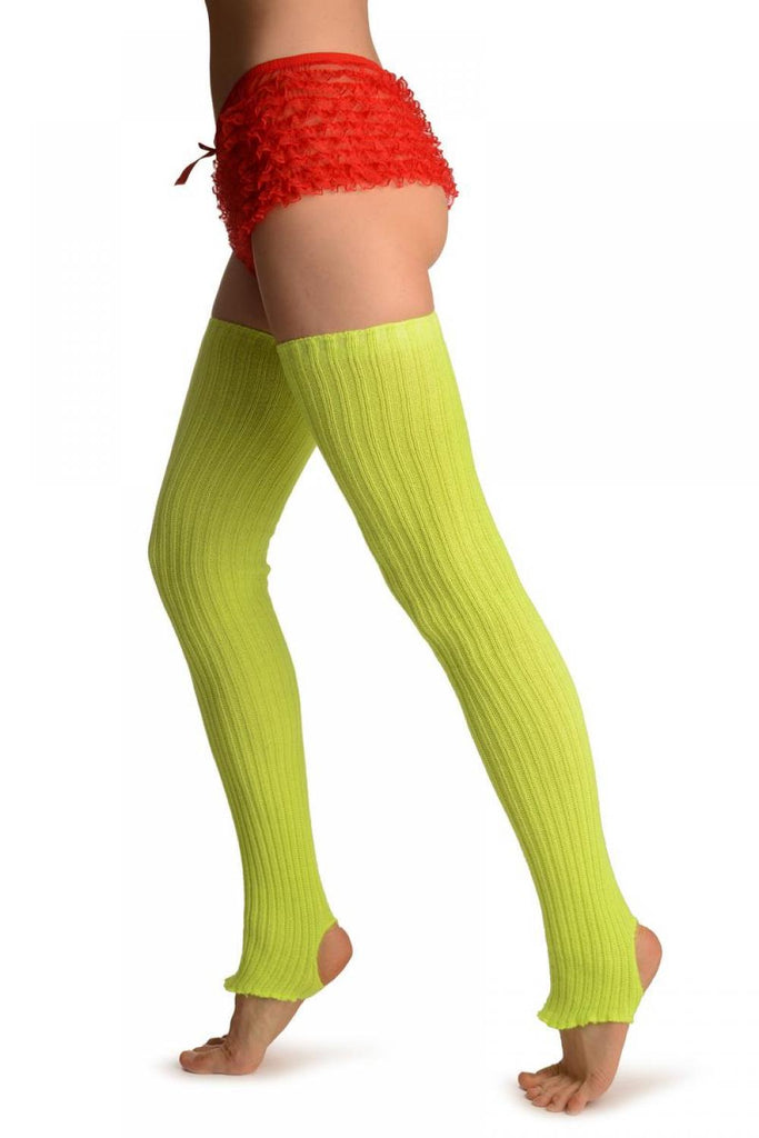 liss kiss Neon Yellow Stirrup Dance/Ballet Leg Warmers - Leg Warmers