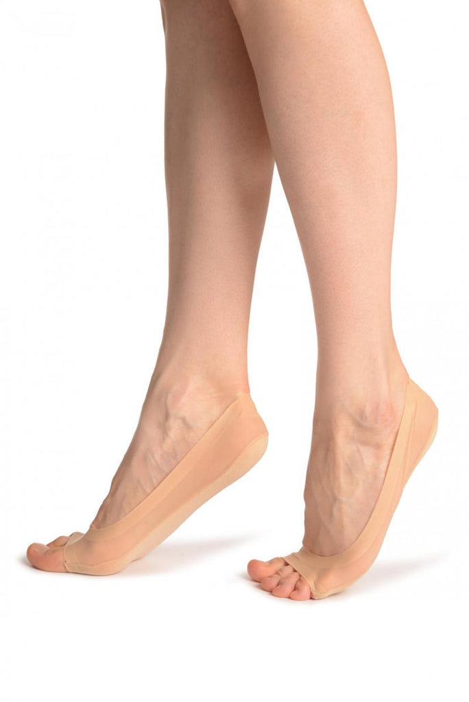 Liss Kiss Nude Open Toes With Silicon Grip Footies - Footsies Socks