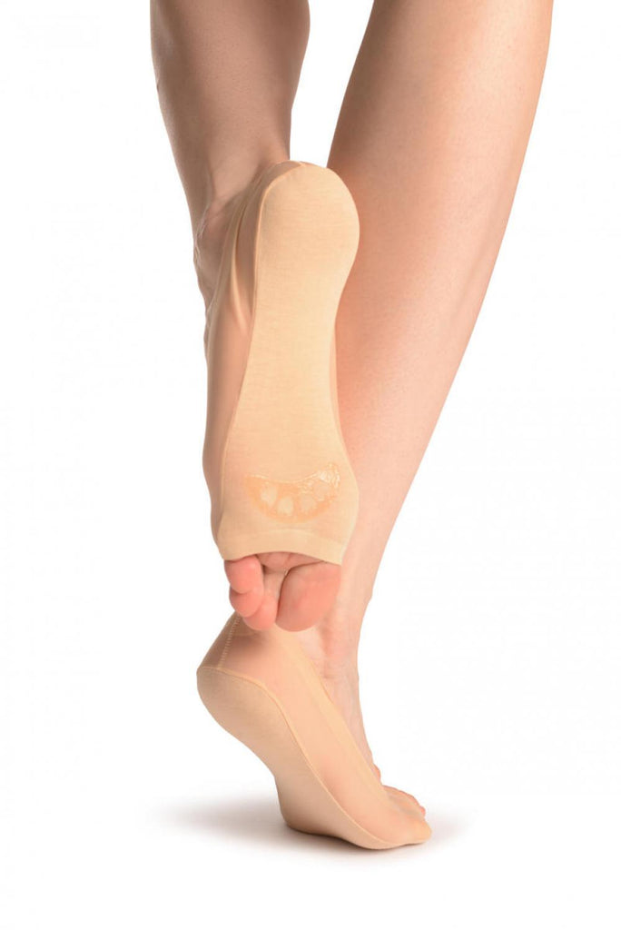 Liss Kiss Nude Open Toes With Silicon Grip Footies - Footsies Socks