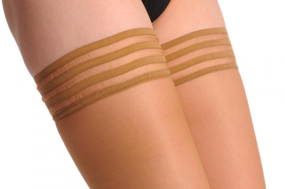 Liss Kiss Nude Transparent With Striped Silicon Garter - Hold Ups