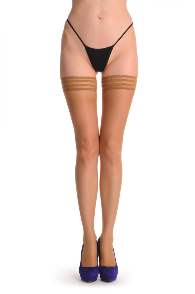 liss kiss Nude Transparent With Striped Silicon Garter - Hold Ups