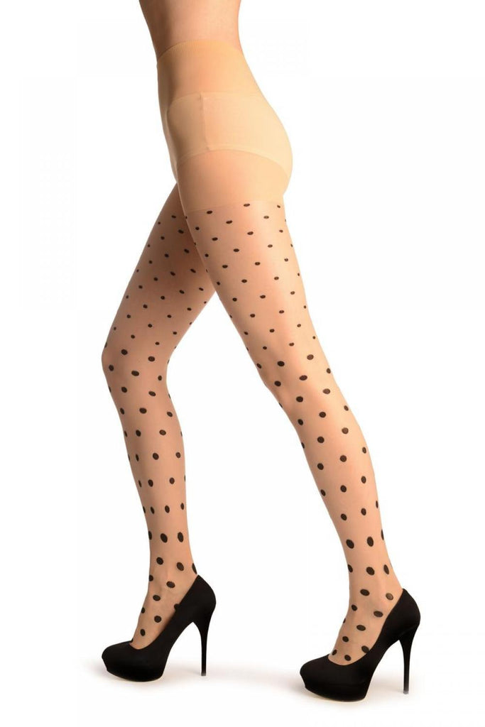 Liss Kiss Nude With Black Diminishing Polka Dots - Tights