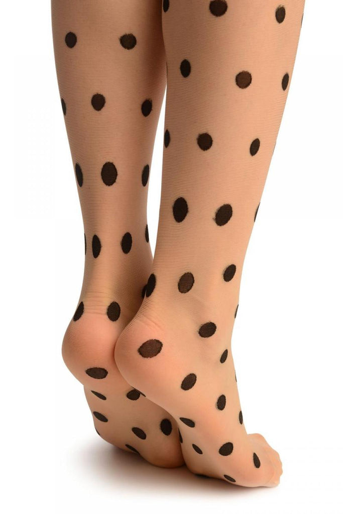 Liss Kiss Nude With Black Diminishing Polka Dots - Tights