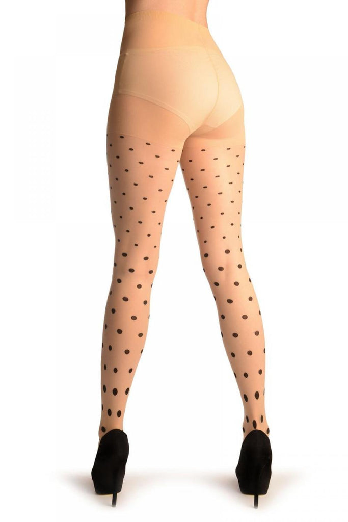 Liss Kiss Nude With Black Diminishing Polka Dots - Tights