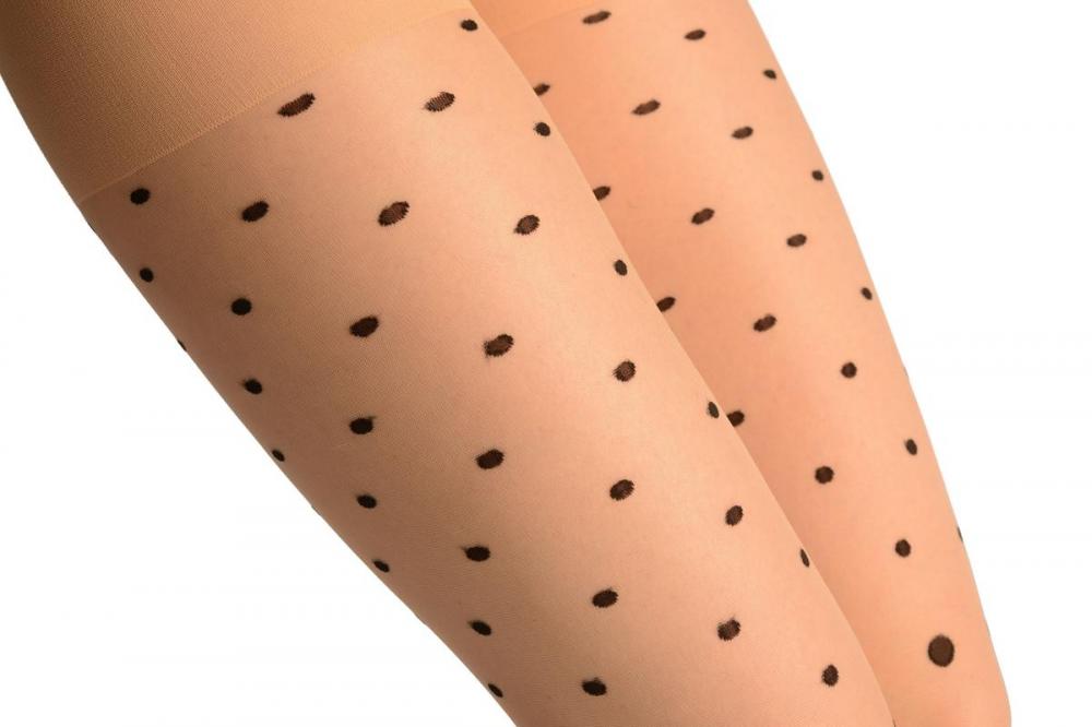 Liss Kiss Nude With Black Diminishing Polka Dots - Tights