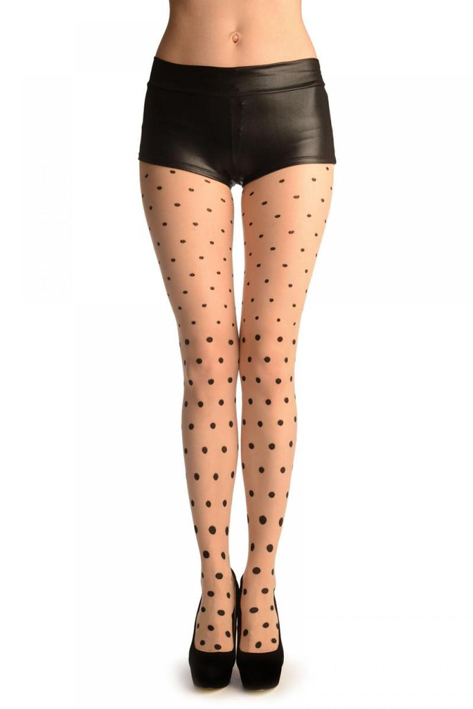 liss kiss Nude With Black Diminishing Polka Dots - Tights