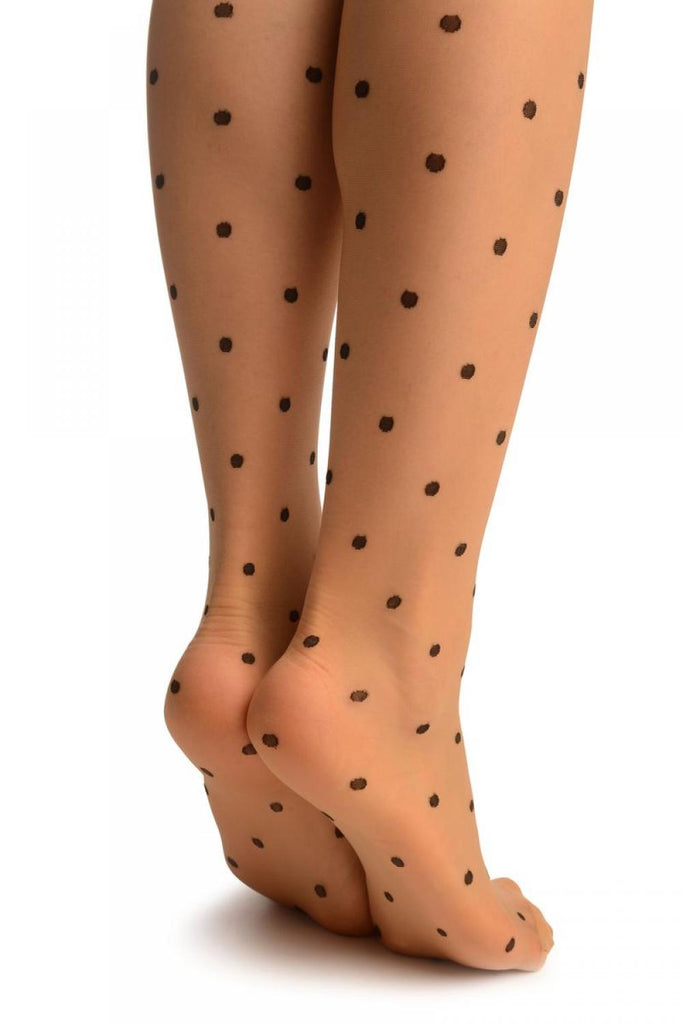 Liss Kiss Nude With Black Woven Polka Dots & Bow - Tights