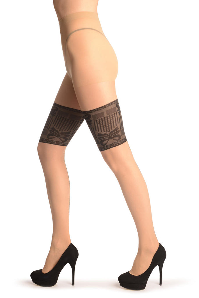 Liss Kiss Nude With Faux Seamed Stockings With The Bow - Tights