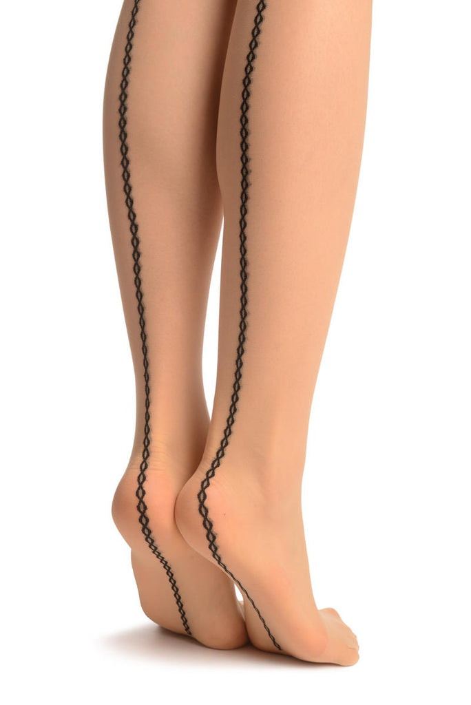 Liss Kiss Nude With Faux Seamed Stockings With The Bow - Tights