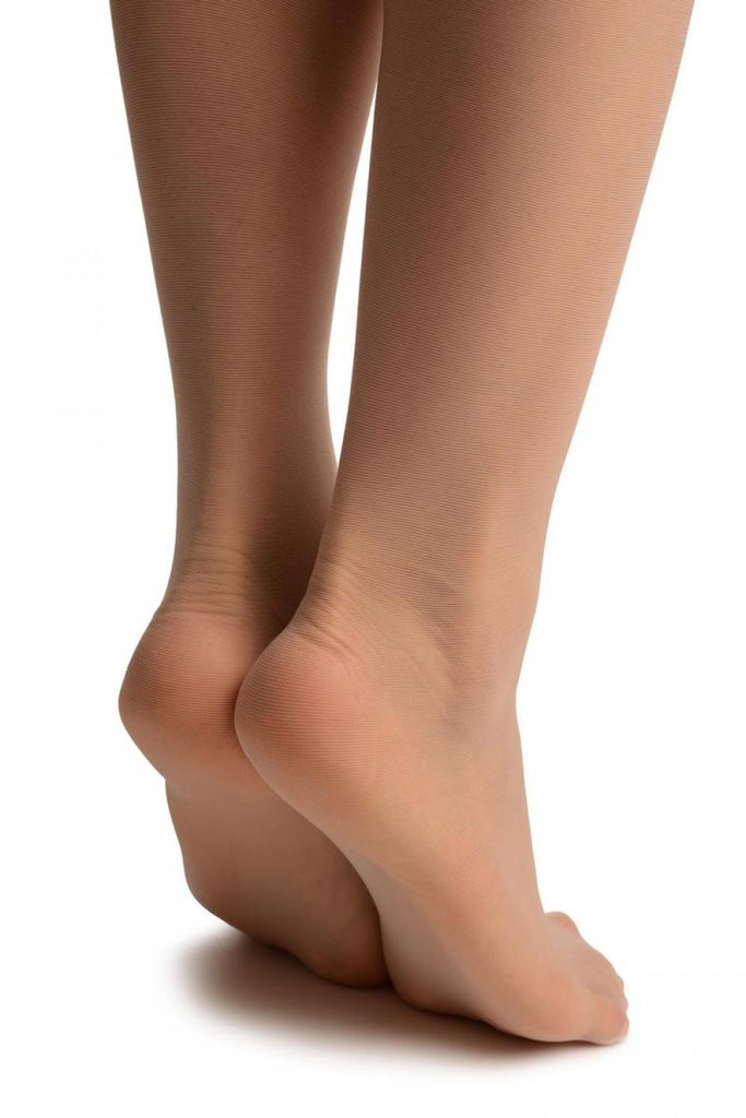 Liss Kiss Nude With Floral Silicon Garter & Blue Stripe - Hold Ups