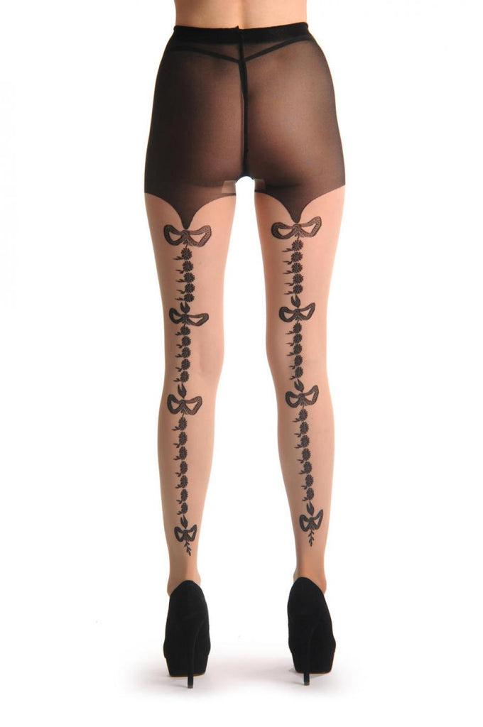 Liss Kiss Nude With Four Bows Back Seam & One Front Bow 20 Den - Tights