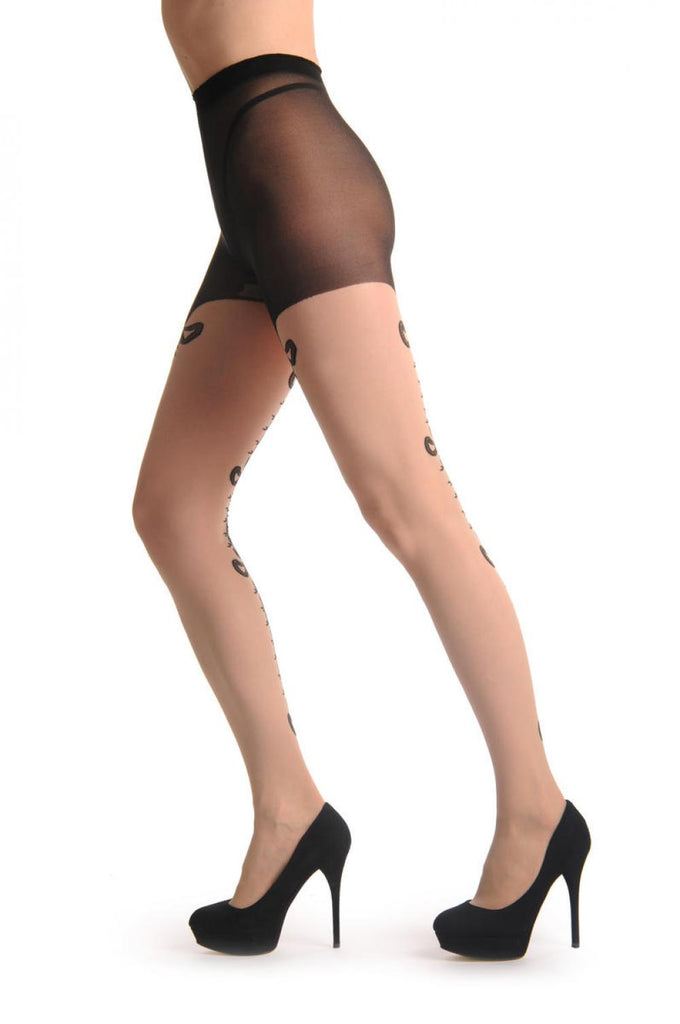 Liss Kiss Nude With Four Bows Back Seam & One Front Bow 20 Den - Tights