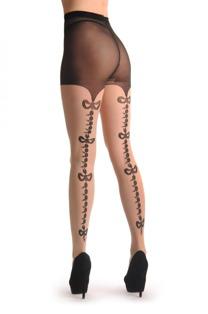 Liss Kiss Nude With Four Bows Back Seam & One Front Bow 20 Den - Tights