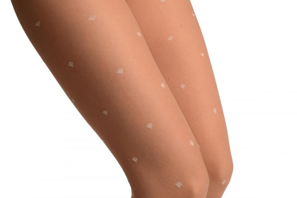 Liss Kiss Nude With Woven Mesh & White Diamonds Tights - Tights
