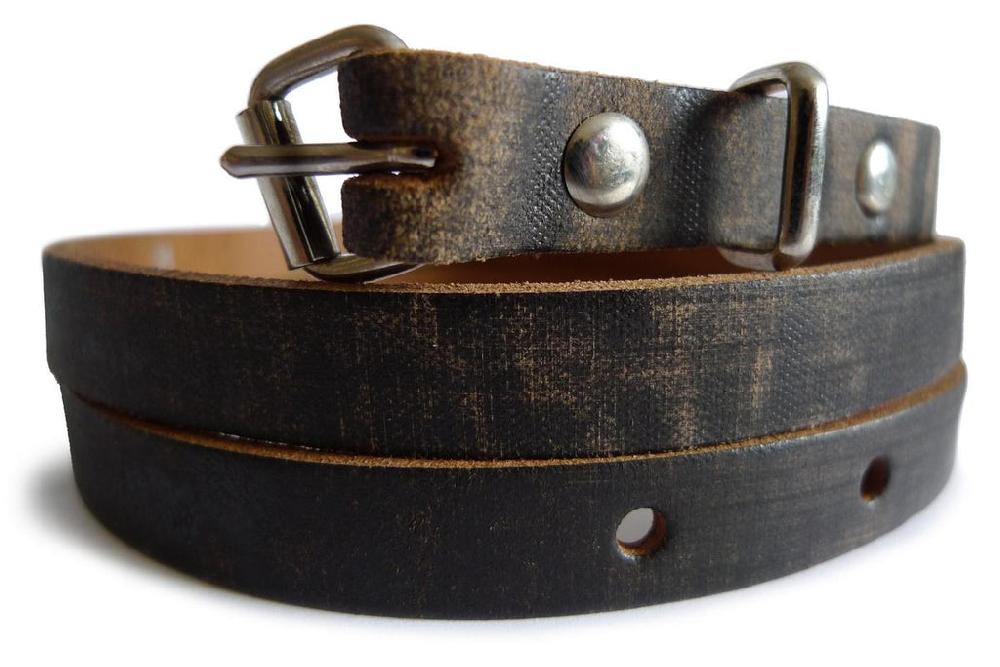 Liss Kiss Old Wood Effect Real Leather Rustic Look Women Belt - Belt