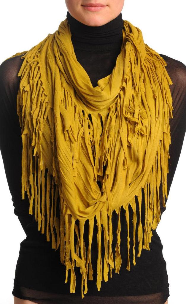 liss kiss Olive Green With Tassels Snood Scarf - Snood