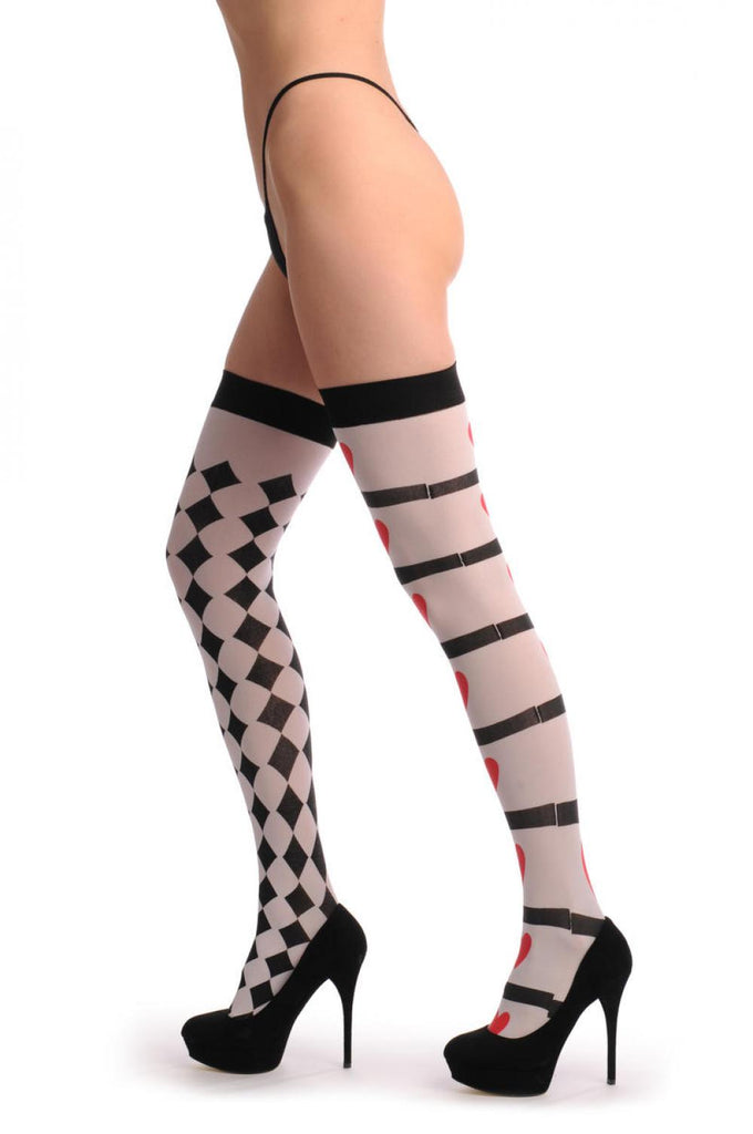 Liss Kiss One Black & White Checkered And One With Red Hearts - Hold Ups