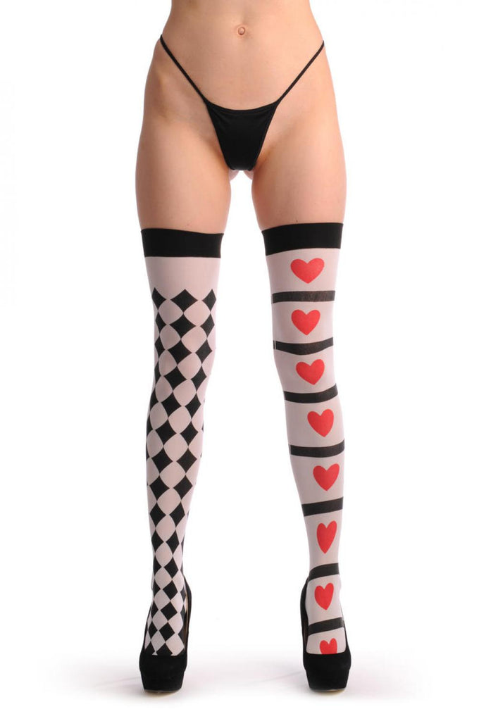 liss kiss One Black & White Checkered And One With Red Hearts - Hold Ups