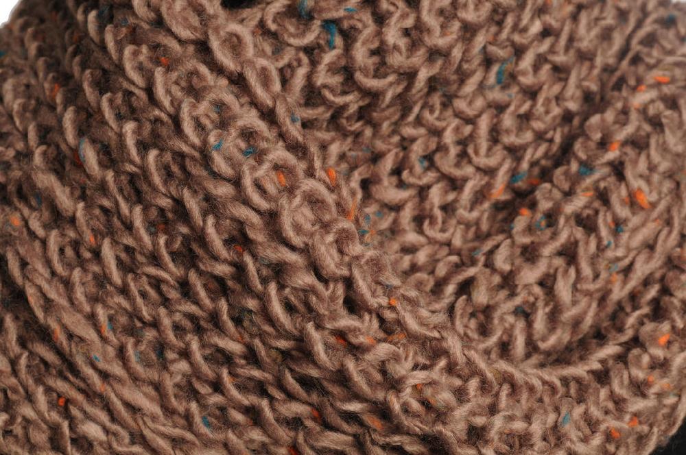 Liss Kiss One Or Two Loops Knitted Brown Melange Snood - Snood