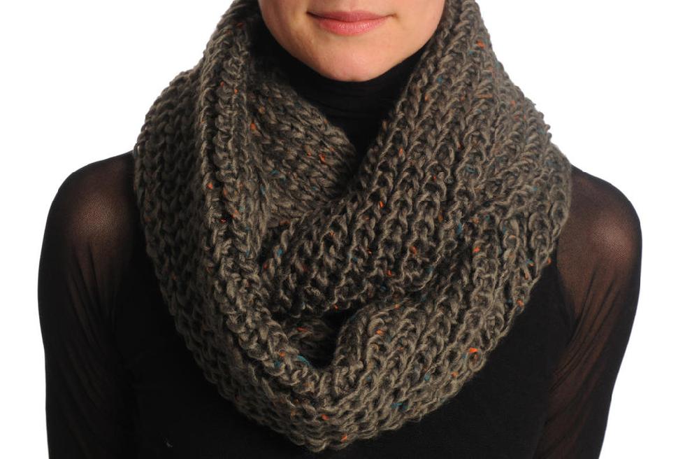 liss kiss One Or Two Loops Knitted Dark Green Melange Snood - Snood