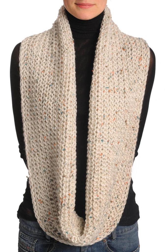 Liss Kiss One Or Two Loops Knitted Sand White Melange Snood - Snood