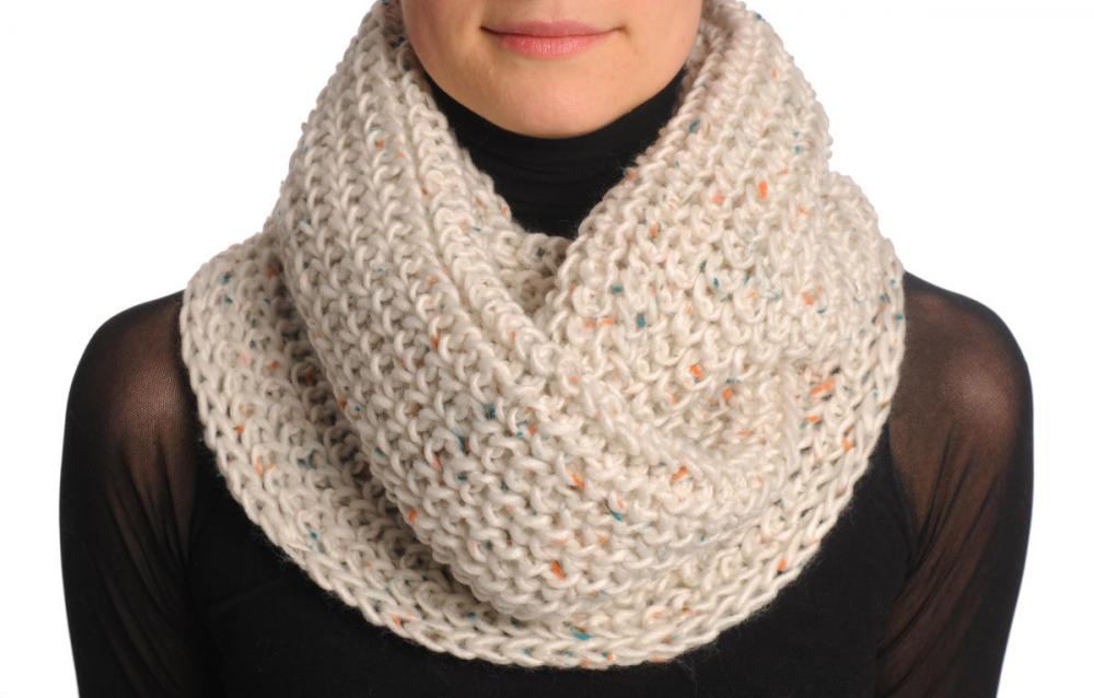 liss kiss One Or Two Loops Knitted Sand White Melange Snood - Snood