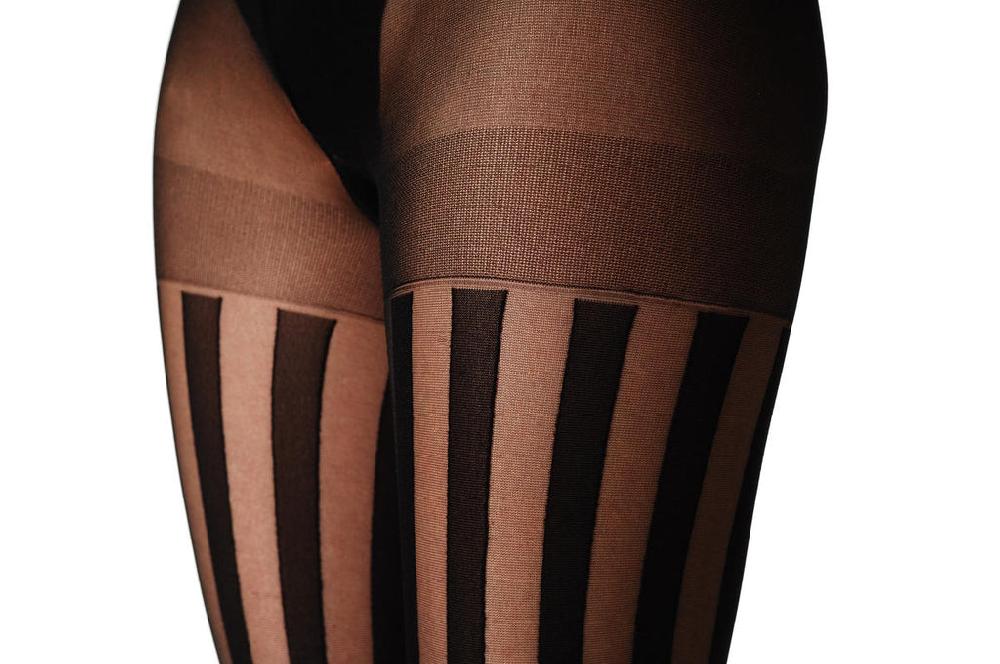 Liss Kiss Opaque And Transparent Vertical Strips - Tights