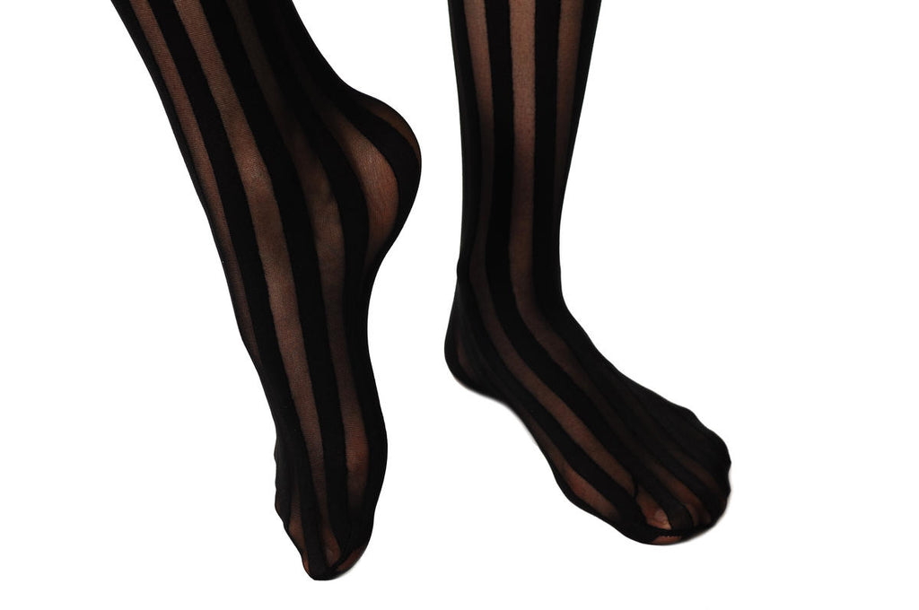 Liss Kiss Opaque And Transparent Vertical Strips - Tights