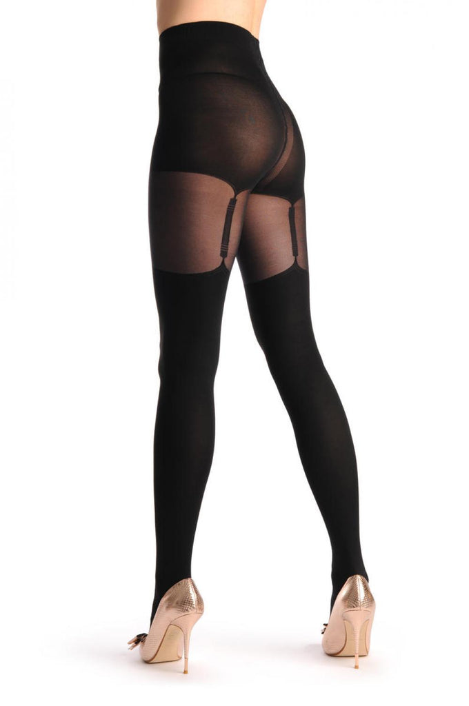 Liss Kiss Opaque Faux Stocking With Suspender Belt - Tights