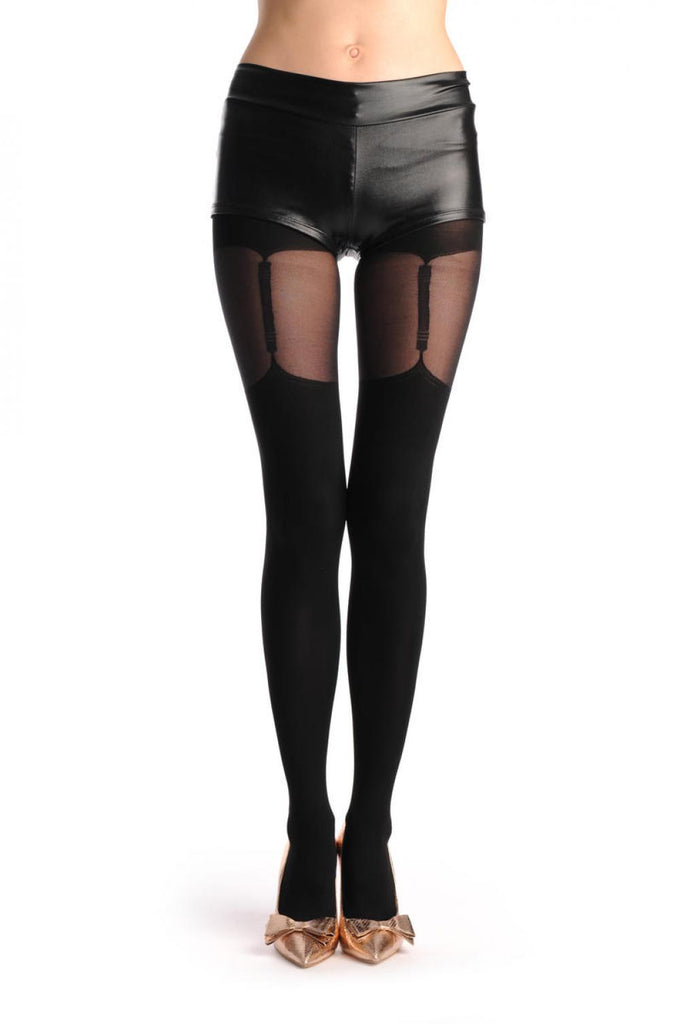 liss kiss Opaque Faux Stocking With Suspender Belt - Tights